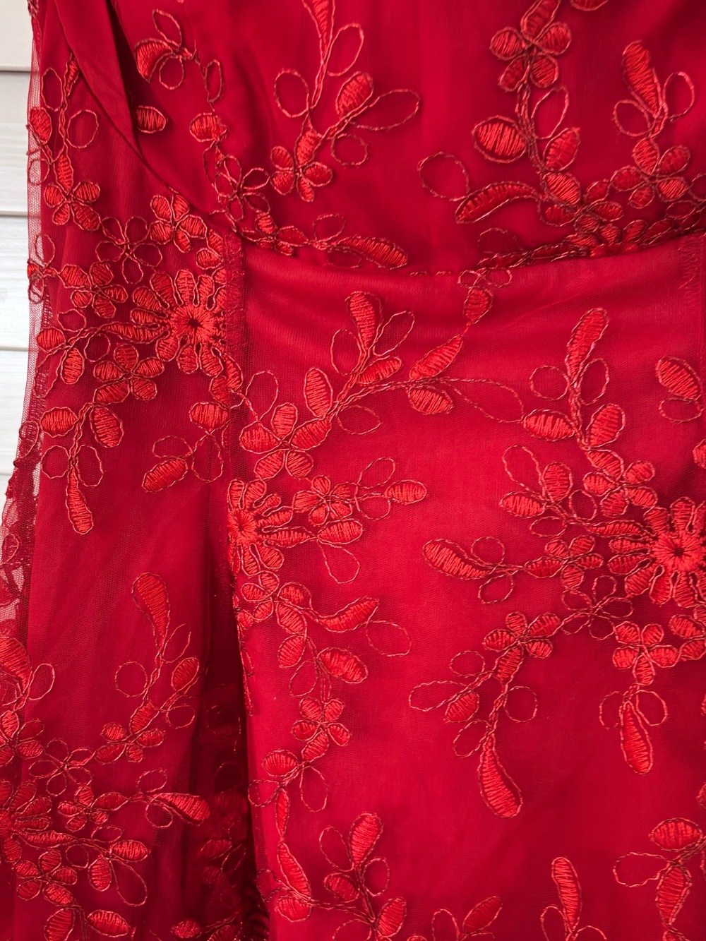 Lucy in the Sky Red Floral Embroidered Sleeveless Dress - Picture 3 of 4